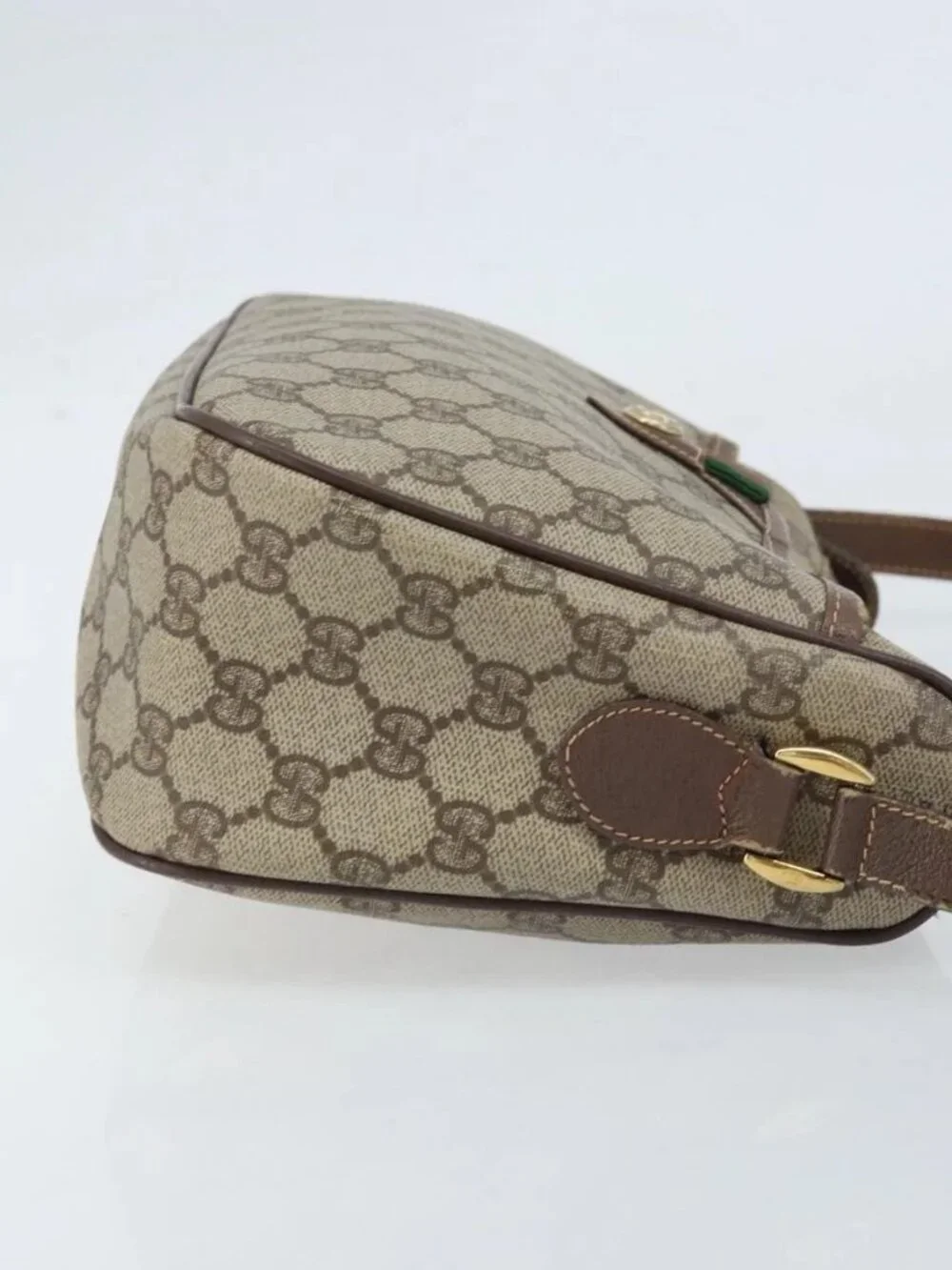 GUCCI GG Supreme Web Sherry Line Bag PVC Beige Gold 89 02 077 Auth 133234 - Picture 6 of 16